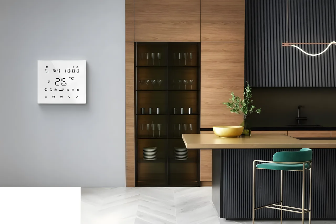 Smart thermostat panel in premium kitchen
