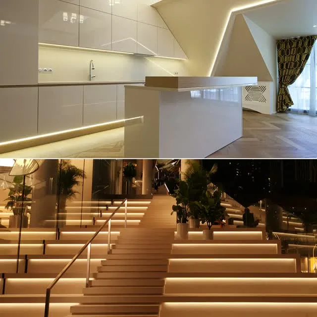 COB LED strip showing seamless dot-free light output