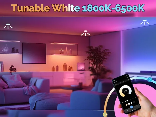 CCT colour temperature range from warm 2700K to cool 6500K