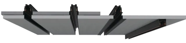 Magnetic track rail cross-section showing recessed mounting positions