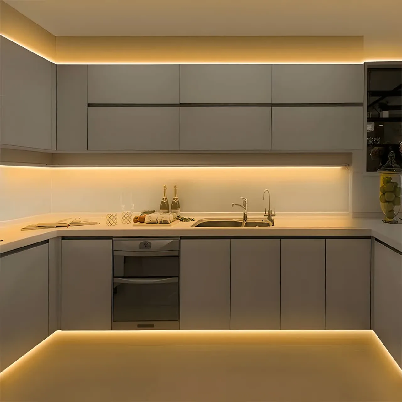 Kitchen under-cabinet LED strip lighting